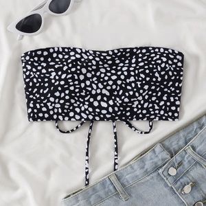 Shein Dalmatian print strapless bathing suit top